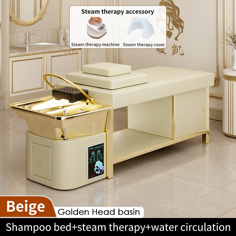 Luxury full gold massage bed beauty salon dedicated intelligent water circulation shampoo bed