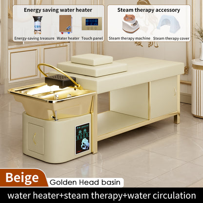 Luxury full gold massage bed beauty salon dedicated intelligent water circulation shampoo bed