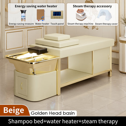 Luxury full gold massage bed beauty salon dedicated intelligent water circulation shampoo bed