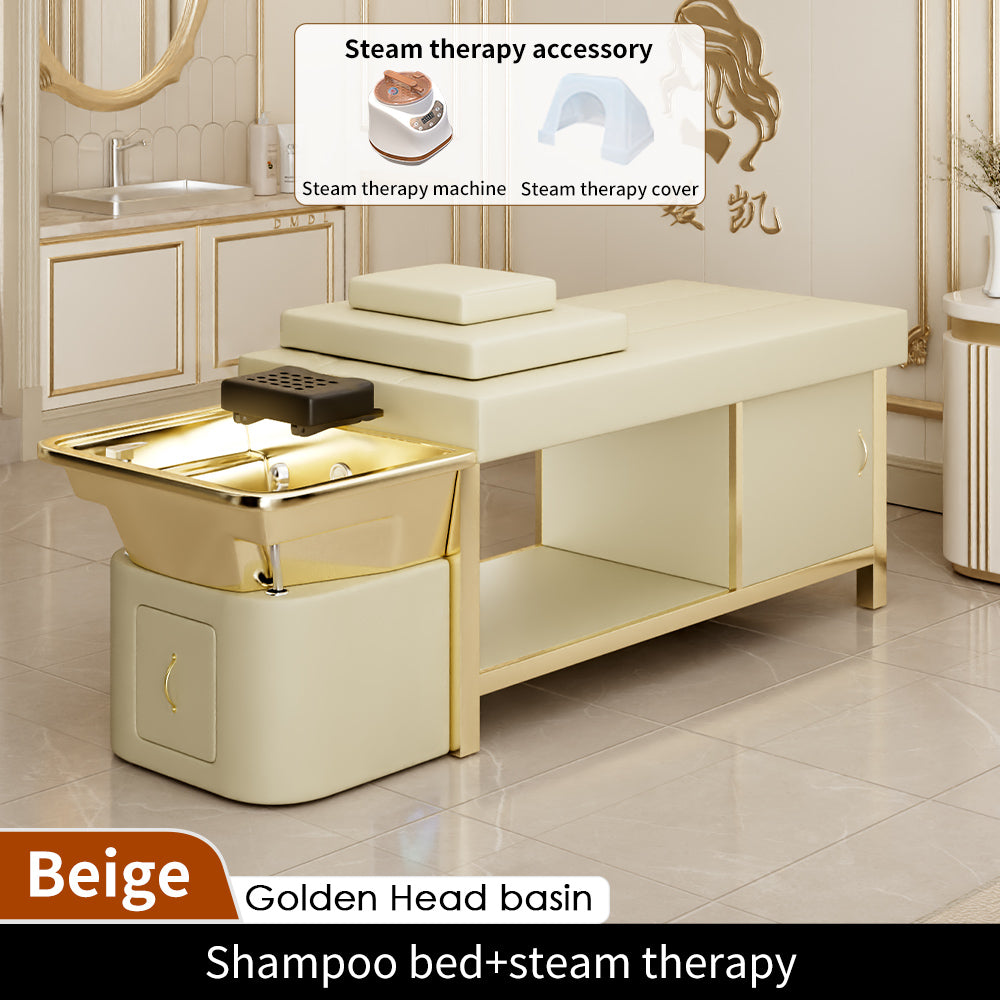 Luxury full gold massage bed beauty salon dedicated intelligent water circulation shampoo bed