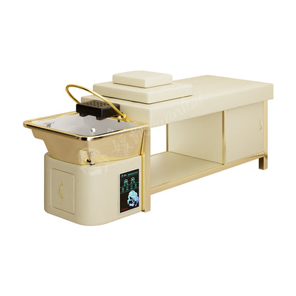 Luxury full gold massage bed beauty salon dedicated intelligent water circulation shampoo bed