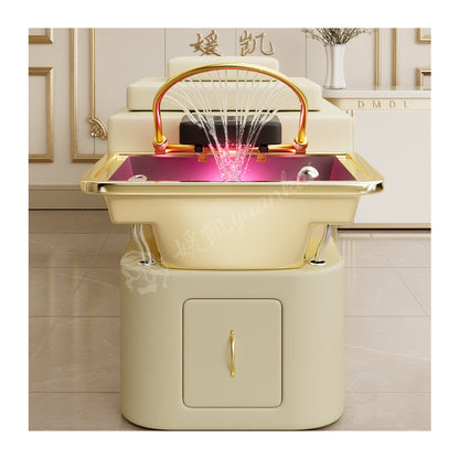 Luxury full gold massage bed beauty salon dedicated intelligent water circulation shampoo bed