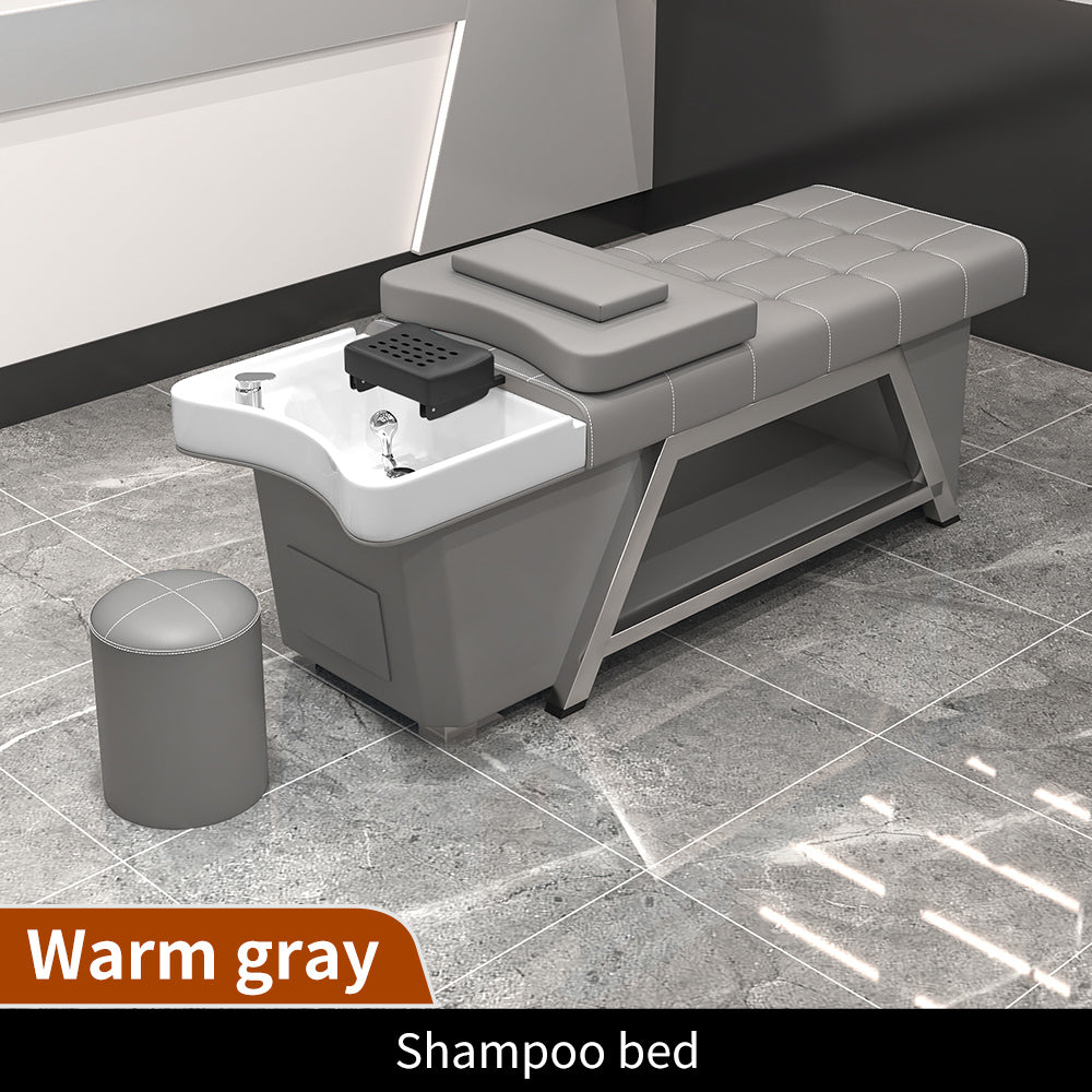 Modern Hair Salon Stainless Steel Shampoo Bed Beauty Salon Ladder Head Spa Massage Bed