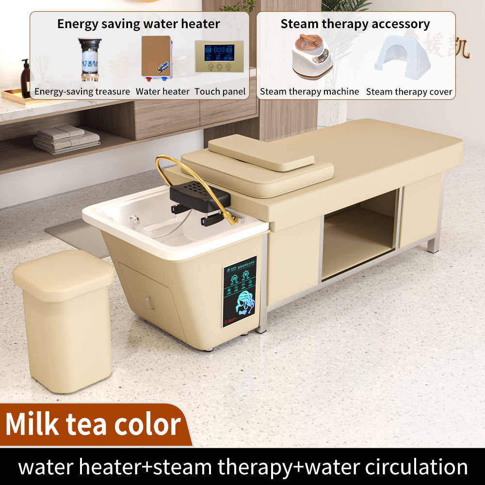Thai Head Therapy Shampoo Bed Stainless Steel Frame Intelligent Constant Temperature Water Circulation Barber Shop Special Beauty Salon Massage Bed