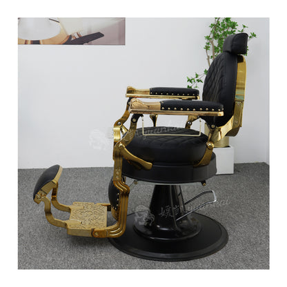 High-End barber shop black barber chair hair salon dedicated reclining rotating oil head chair