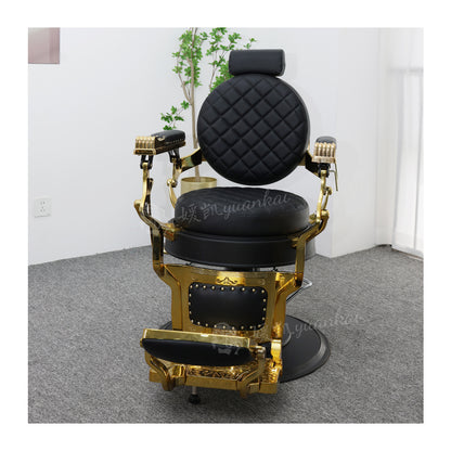 High-End barber shop black barber chair hair salon dedicated reclining rotating oil head chair