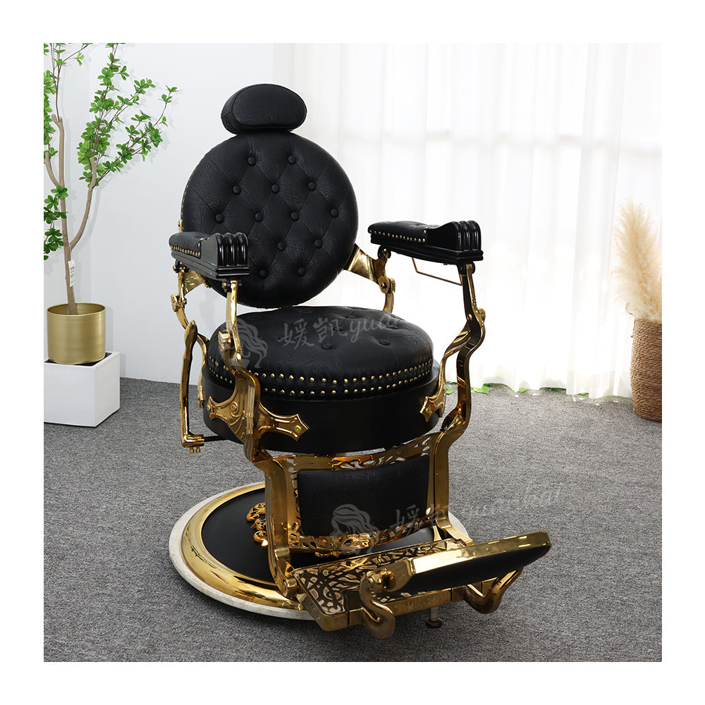 Black Oil Head Barber Chair for Hair Salon Men's Barber Shop Hot Dyeing Lifting Recliner