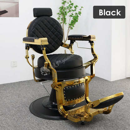 High-End barber shop black barber chair hair salon dedicated reclining rotating oil head chair