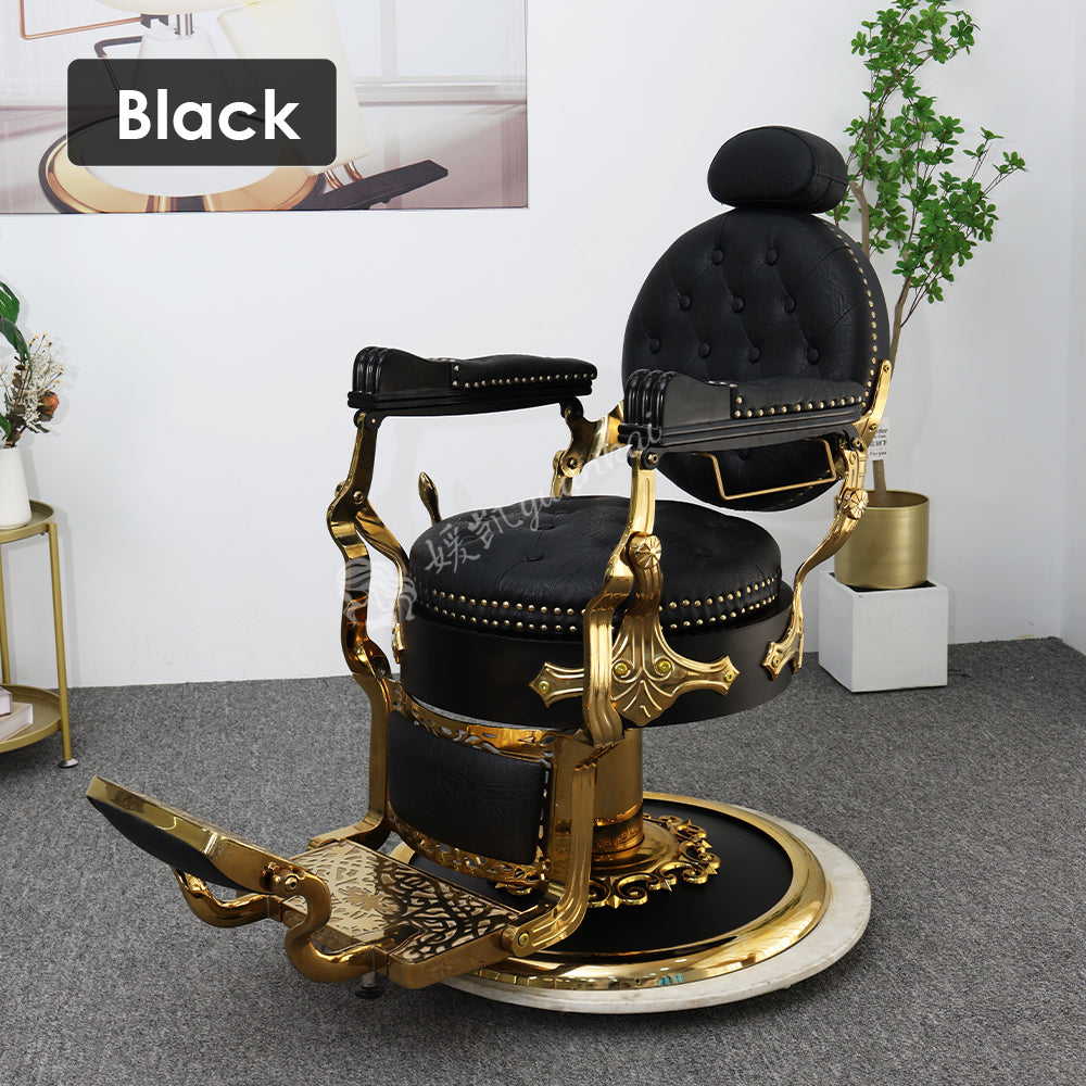 Black Oil Head Barber Chair for Hair Salon Men's Barber Shop Hot Dyeing Lifting Recliner