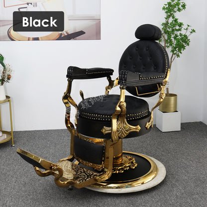 Black Oil Head Barber Chair for Hair Salon Men's Barber Shop Hot Dyeing Lifting Recliner