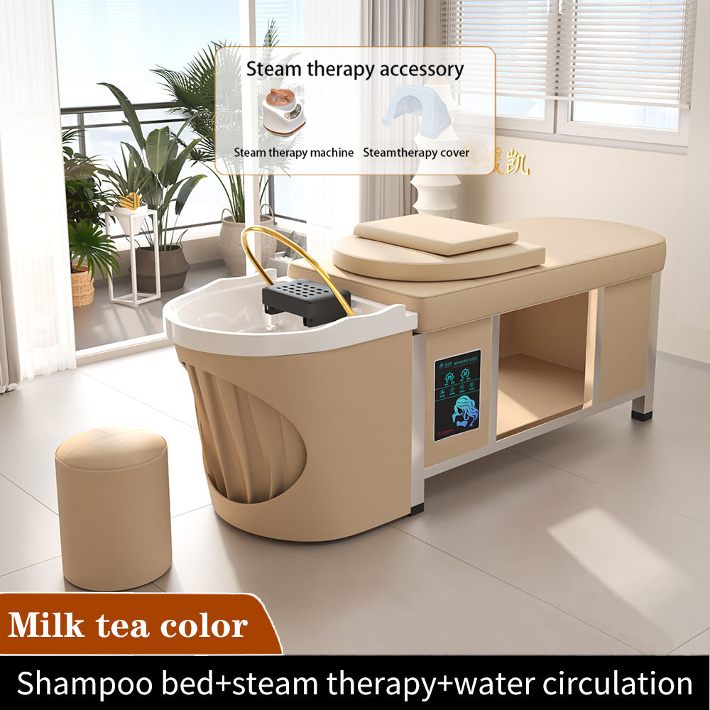 Luxury Pink Thai Shampoo Bed Barber Shop Special Oval Beauty Bed with Smart Water Heater