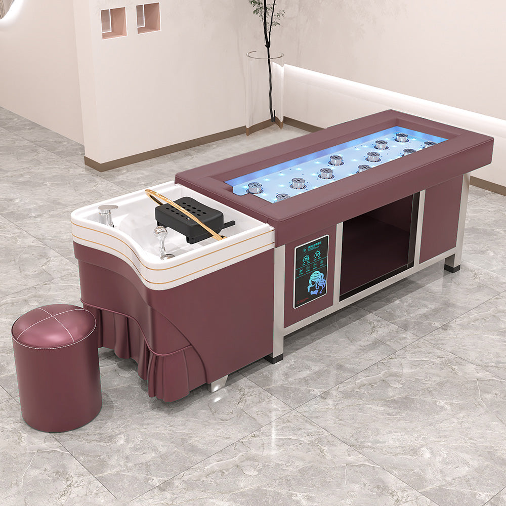 Automatic whole body moxibustion bed Beauty Salon Dedicated Thai head Care Shampoo bed with water circulation