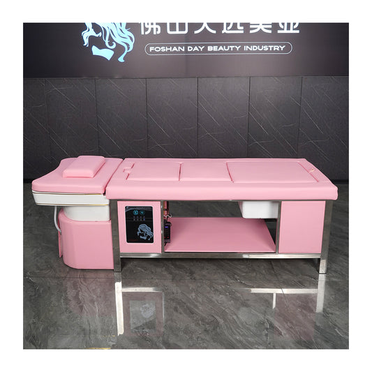 Pink beauty salon multi-functional moxibustion foot therapy shampoo bed