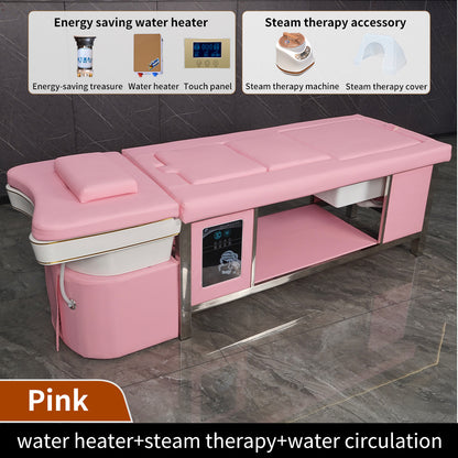 Pink beauty salon multi-functional moxibustion foot therapy shampoo bed